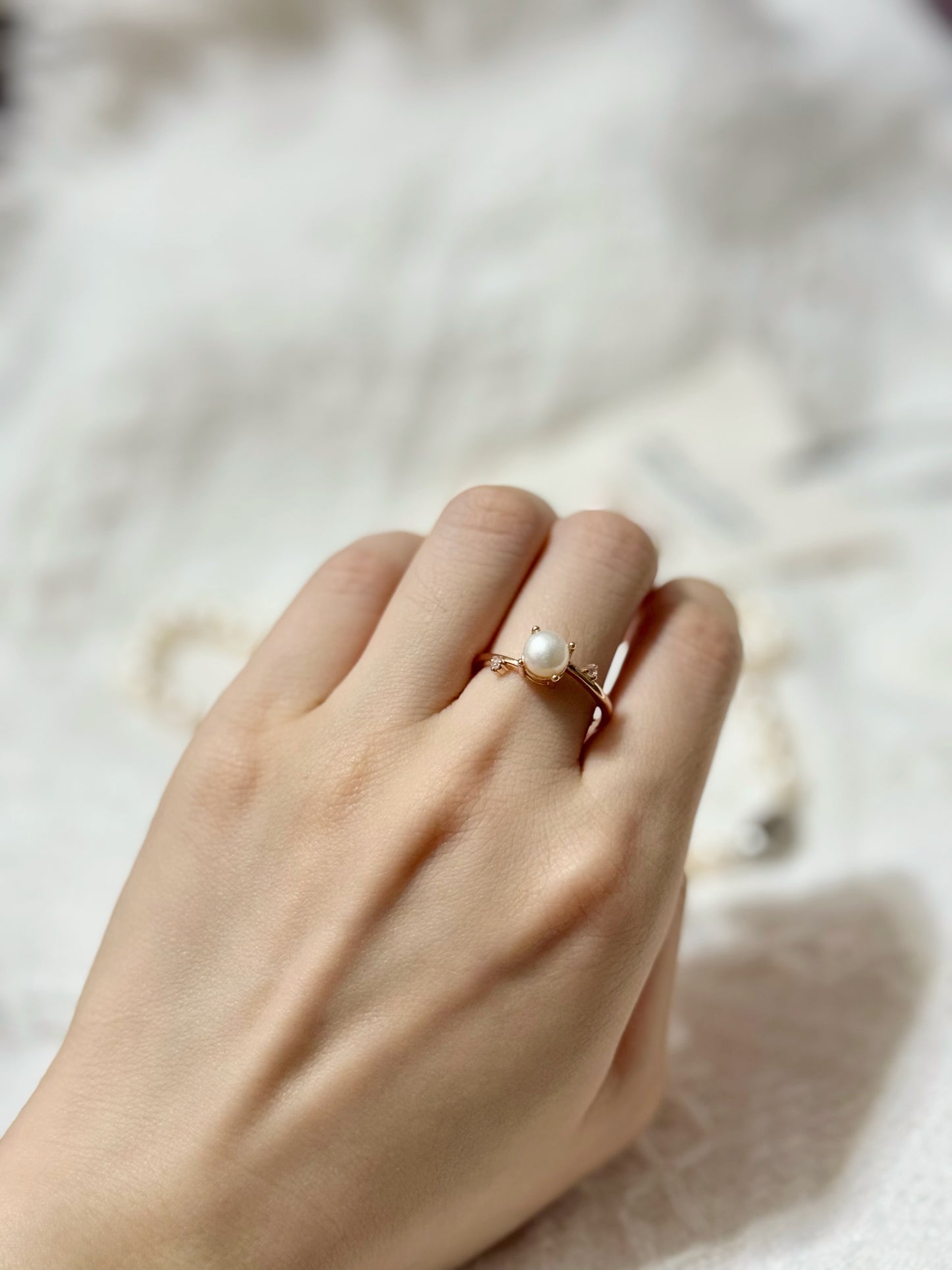 淡水珍珠🦌小鹿造型香檳金戒指