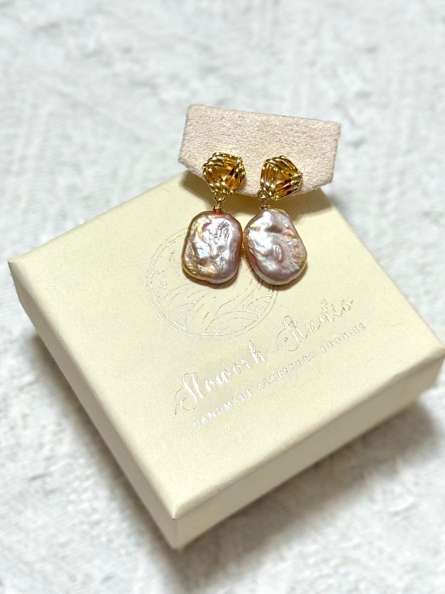 Natural Purple Baroque Pearl Earrings (Sterling Silver Posts)