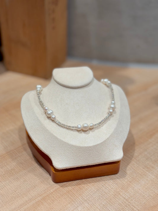 Y2K螺紋珍珠頸鏈