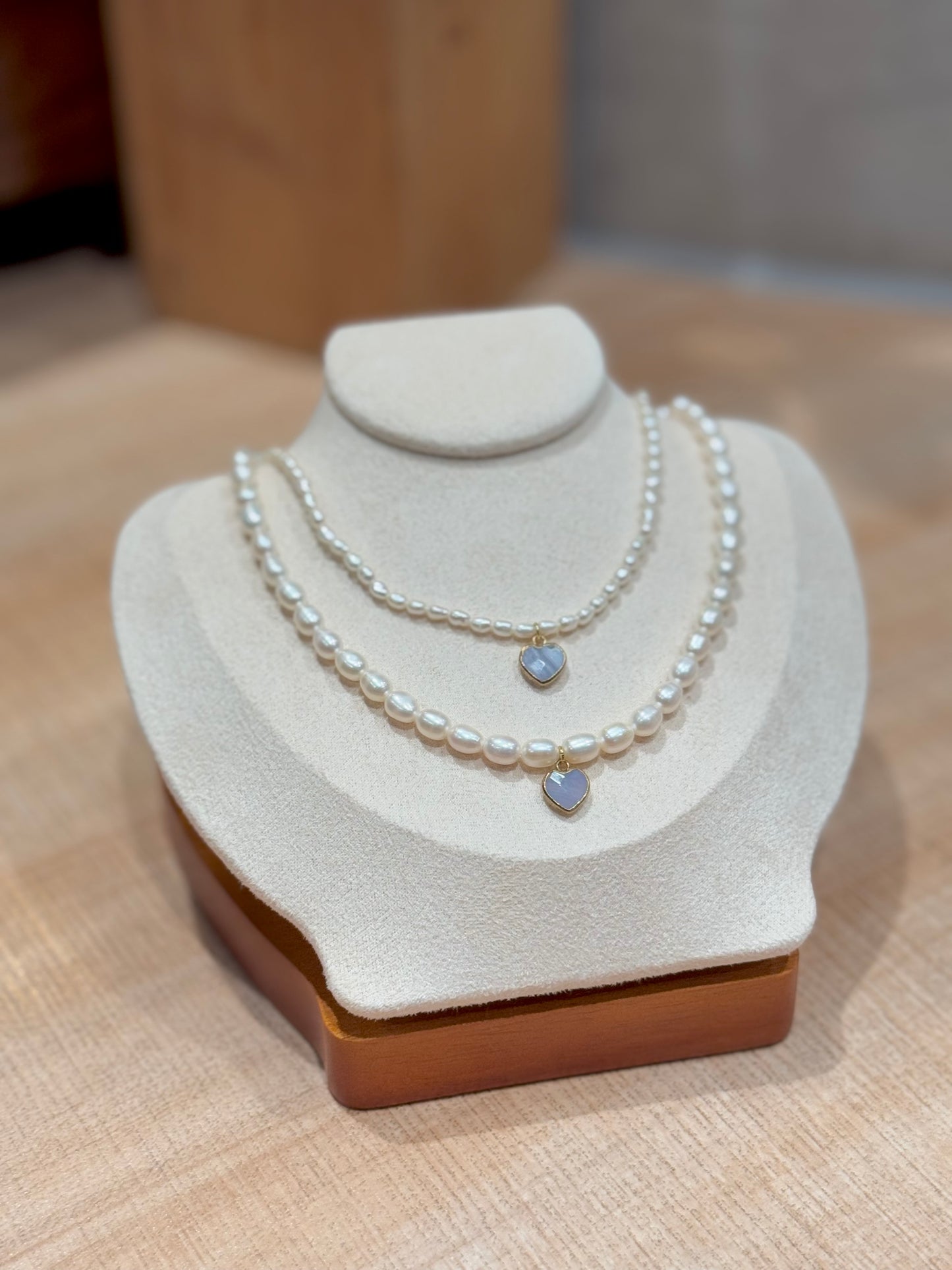 坦桑石-珍珠頸鏈-珍珠項鏈-心形吊墜-Tanzanite-Pearl necklace-Heart-shaped Pendant.