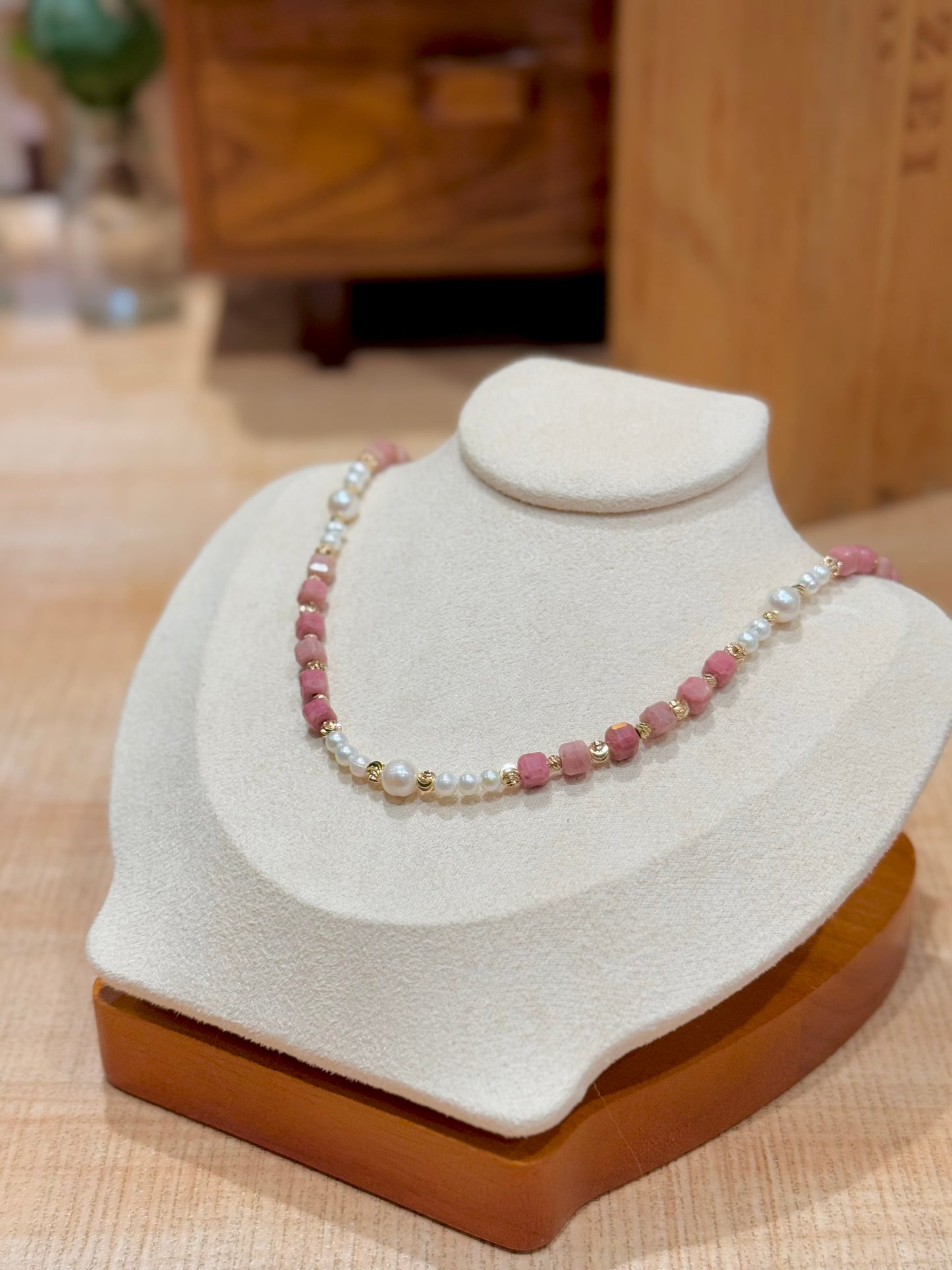 紅紋石-珍珠頸鏈-Rhodochrosite-Pearl Necklace