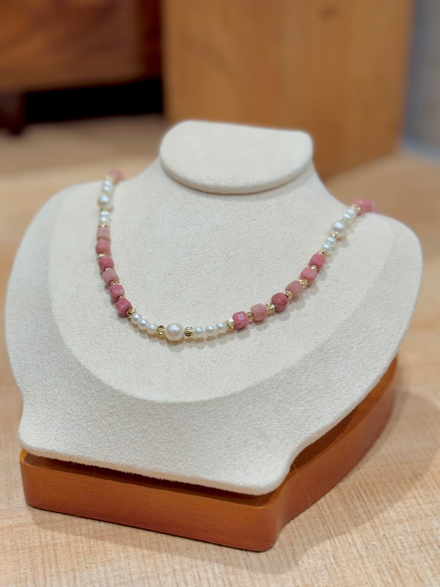 紅紋石-珍珠頸鏈-Rhodochrosite-Pearl Necklace