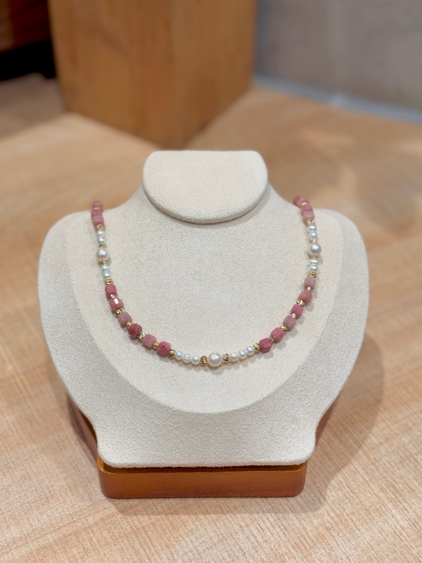 紅紋石-珍珠頸鏈-Rhodochrosite-Pearl Necklace