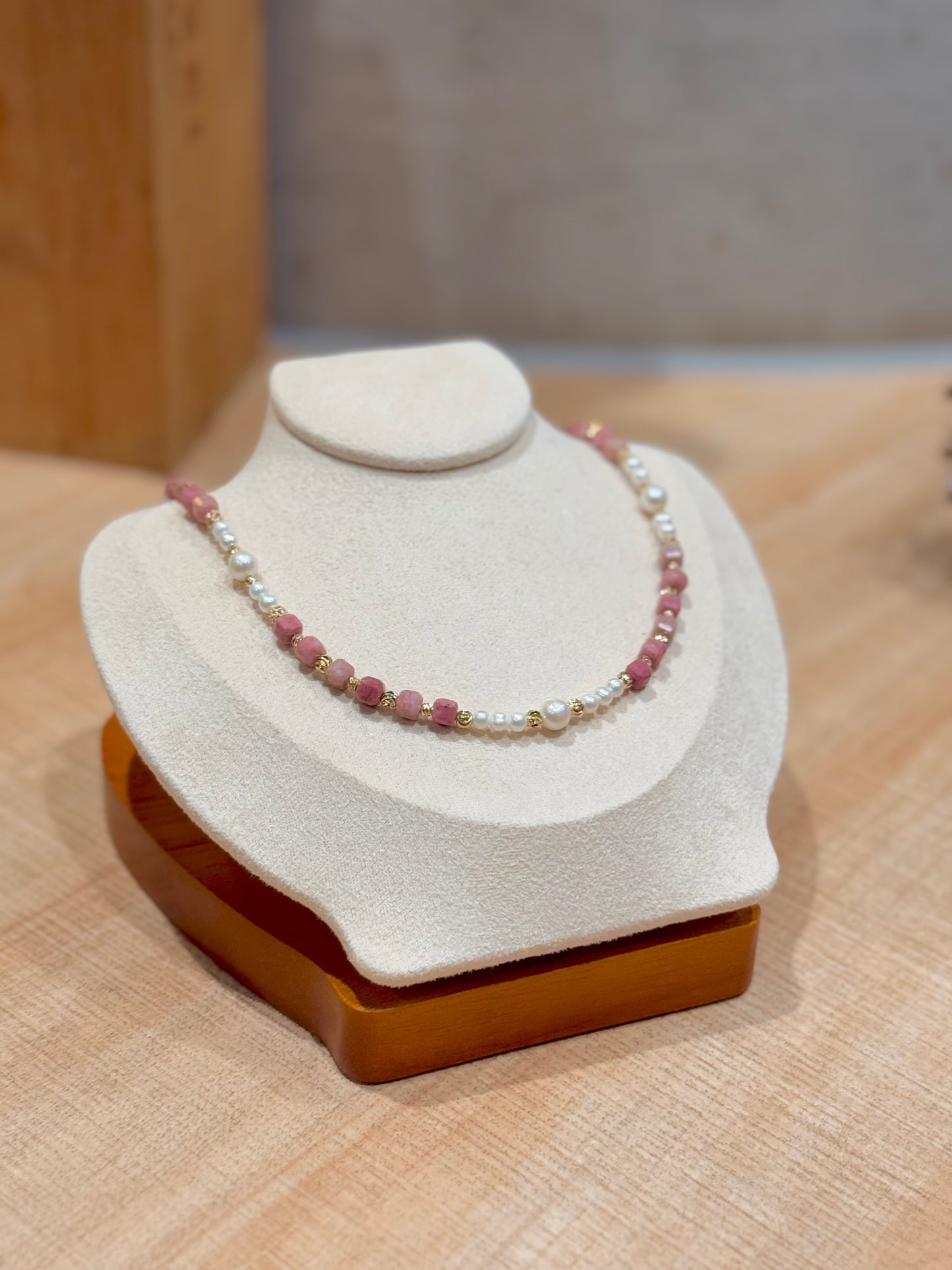 紅紋石-珍珠頸鏈-Rhodochrosite-Pearl Necklace