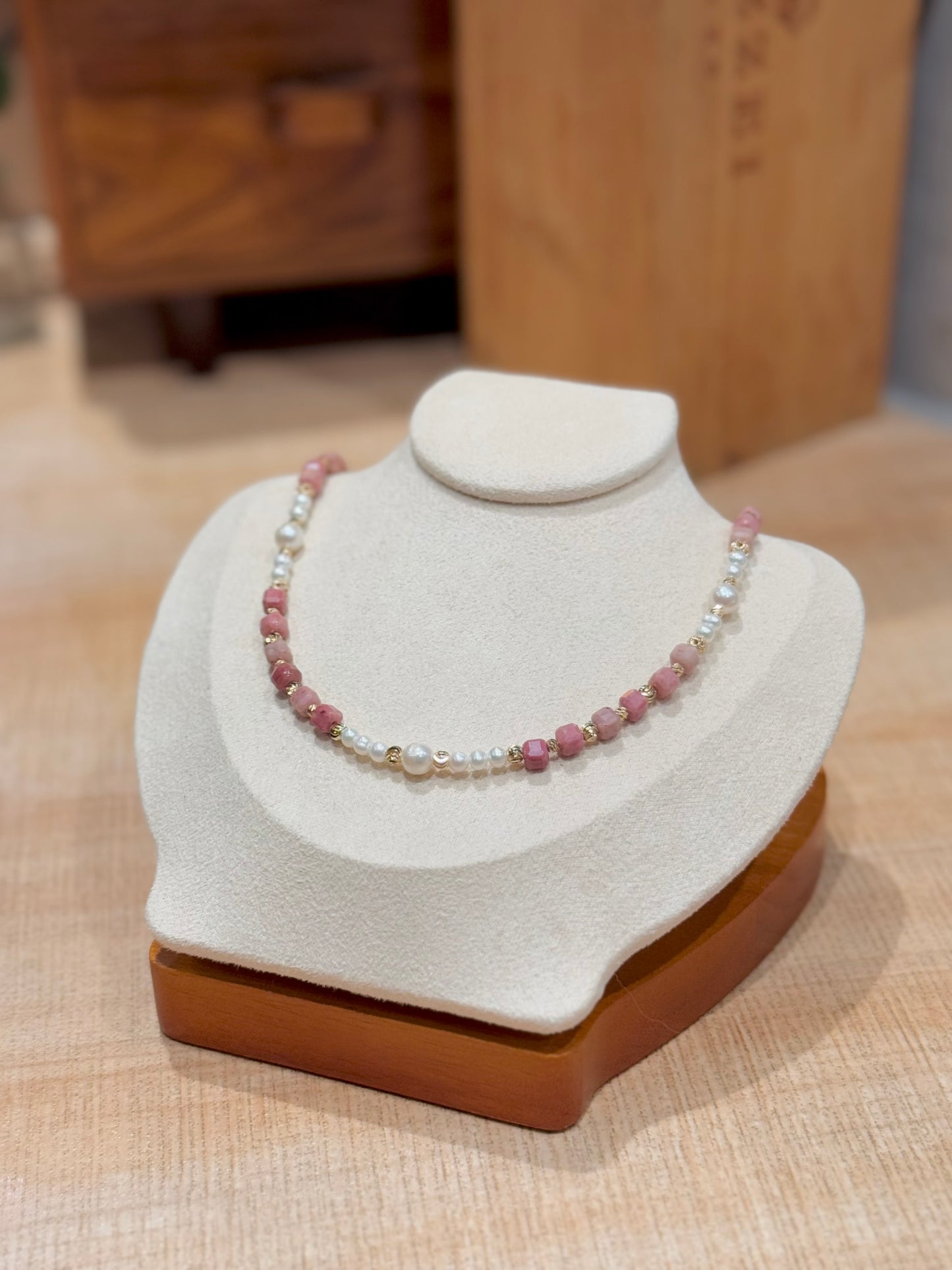 紅紋石-珍珠頸鏈-Rhodochrosite-Pearl Necklace