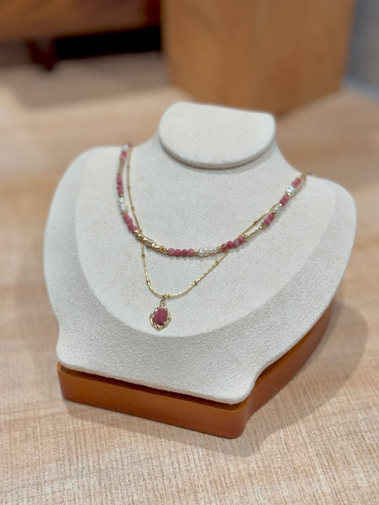 紅紋石-珍珠頸鏈-Rhodochrosite-Pearl Necklaces