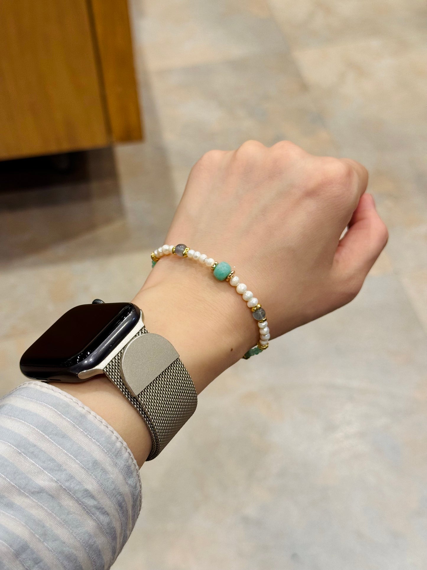 Princess Jasmine 異域苿莉 | 天河石x淡水珍珠x螢石手鏈