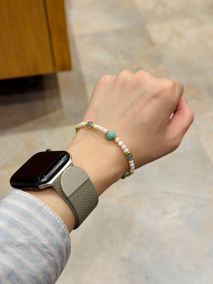 Princess Jasmine 異域苿莉 | 天河石x淡水珍珠x螢石手鏈