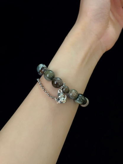 森林綠色系阿拉善瑪瑙手鏈