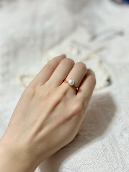 淡水珍珠🦌小鹿造型香檳金戒指