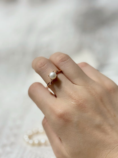 淡水珍珠🦌小鹿造型香檳金戒指