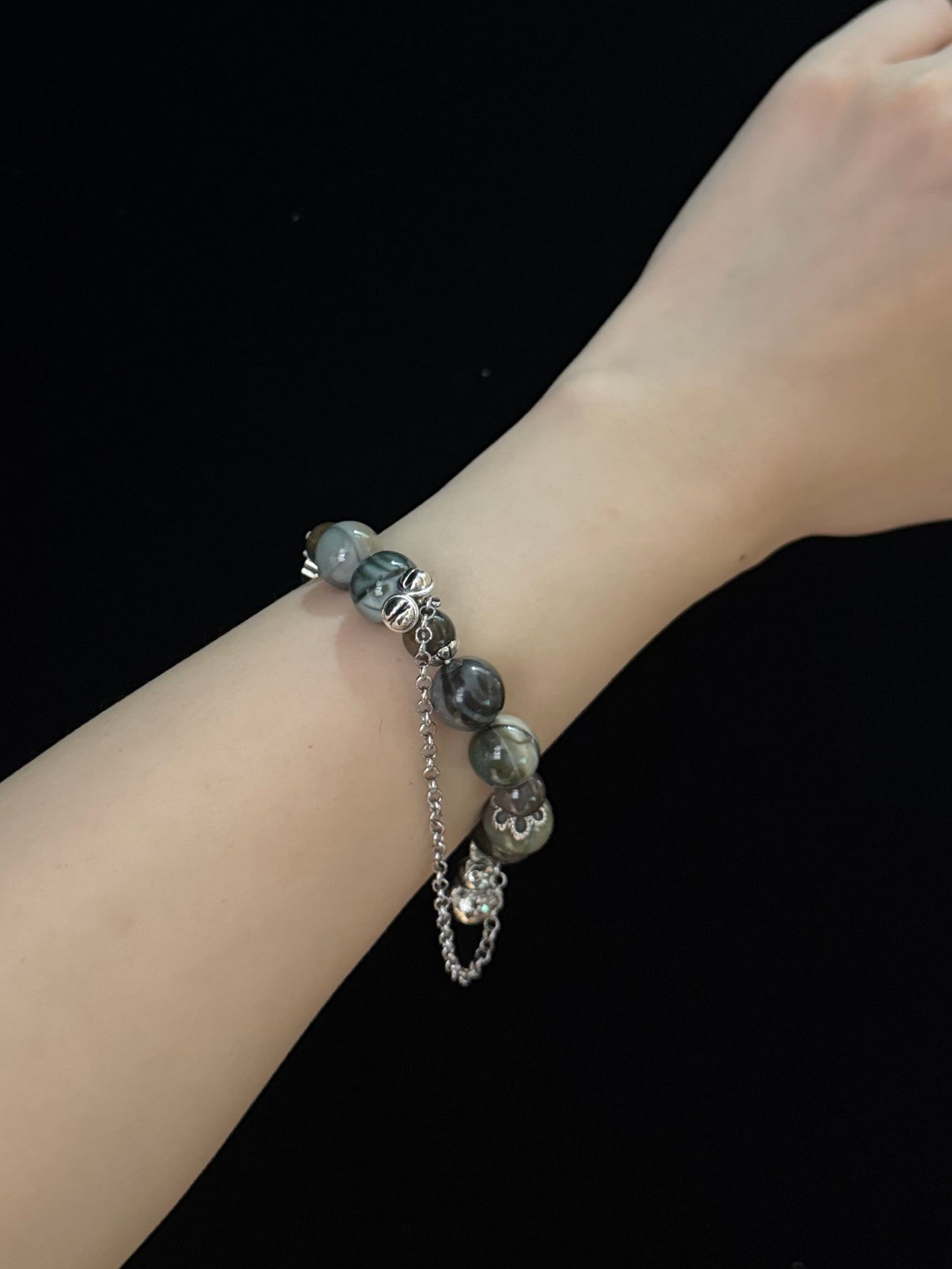 森林綠色系阿拉善瑪瑙手鏈