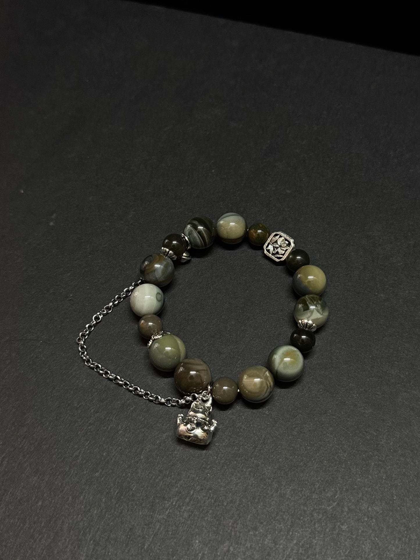 森林綠色系阿拉善瑪瑙手鏈