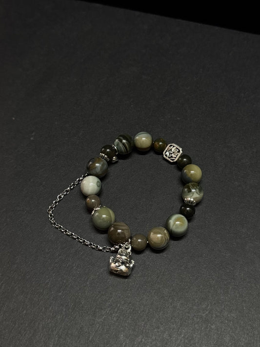 森林綠色系阿拉善瑪瑙手鏈