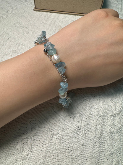 海藍寶-珍珠手鏈-珍珠飾品-aquamarine-pearl-pearl bracelet-natural Pearl