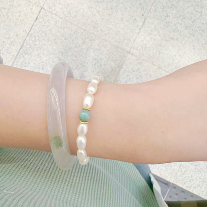 珍珠手鏈-淡水珍珠-藍水翡翠-pearl-jadeite bracelet-pear bracelet- blue water bracelet